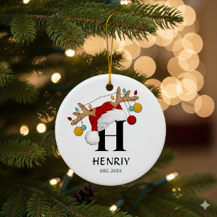 Benutzerdefiniertes Buchstaben-Namen-Weihnachtsges Keramik Ornament