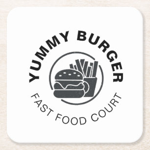 Benutzerdefiniertes Burger Fast-Food-Restaurant-Lo Rechteckiger Pappuntersetzer
