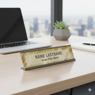 Benutzerdefiniertes Büro mit gebürstetem Gold Pr Schreibtischnamensplakette