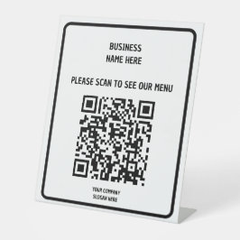 Benutzerdefiniertes Business Modern Black QR Code  Sockelschild
