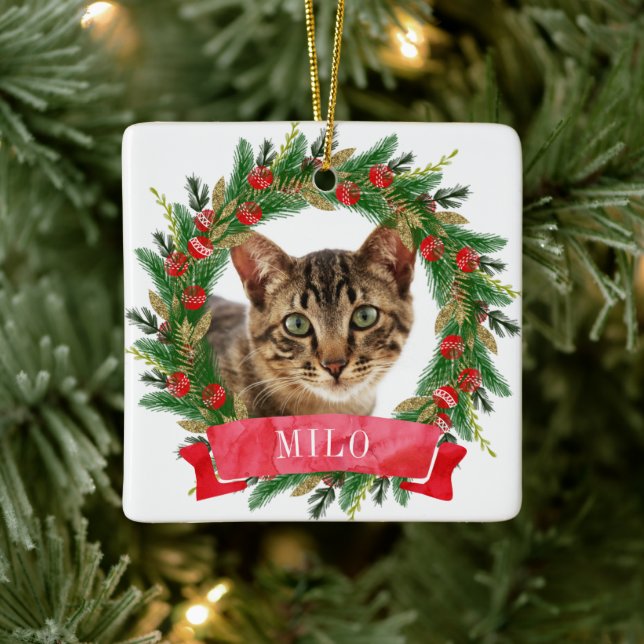Benutzerdefiniertes Cat-Foto Keramikornament (Baum)
