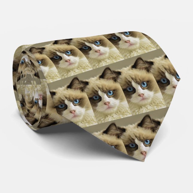 Benutzerdefiniertes Cat Pet Foto Personalisiert Krawatte (Gerollt)