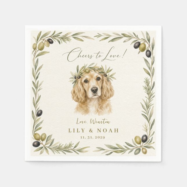 Benutzerdefiniertes Cocker Spaniel Hochzeitshund O Serviette (Vorderseite)