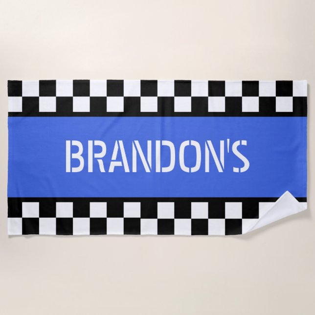 Benutzerdefiniertes Cooles Schwarz-weißes Flag-Mus Strandtuch (Vorderseite)