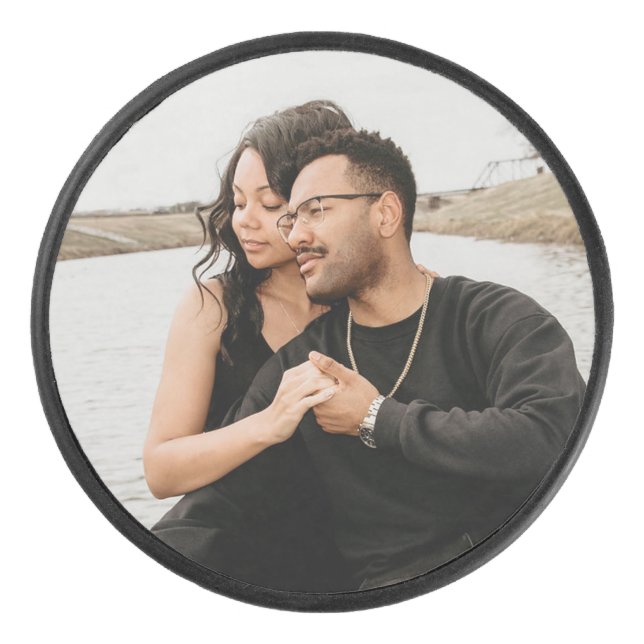 Benutzerdefiniertes Couple Foto Keepake Eishockey Puck (Vorderseite)