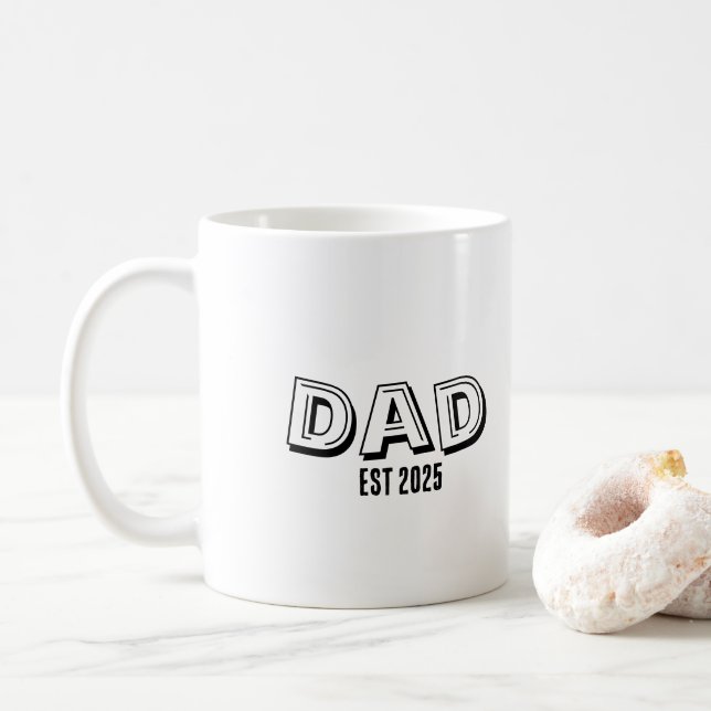 Benutzerdefiniertes Datum Papa Est Modern Minimali Kaffeetasse (Mit Donut)