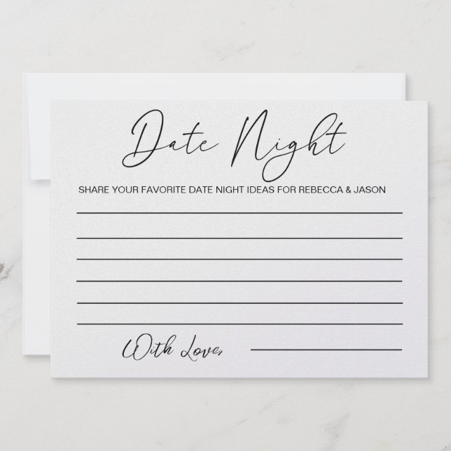 Benutzerdefiniertes Datums Night Ideenkarte Brautp Einladung (Vorderseite)