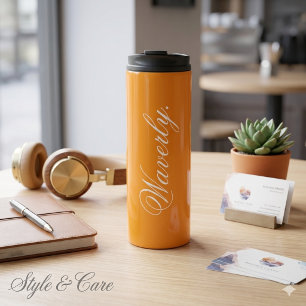 Benutzerdefiniertes Design für orangen Thermobeche Thermosbecher