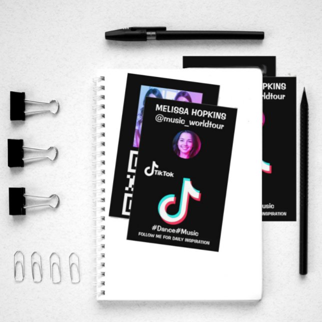 Benutzerdefiniertes Design-Logo-Profil Bild und QR Visitenkarte (Tik Tok business card with logo, qr code, photo, and profile picture.)