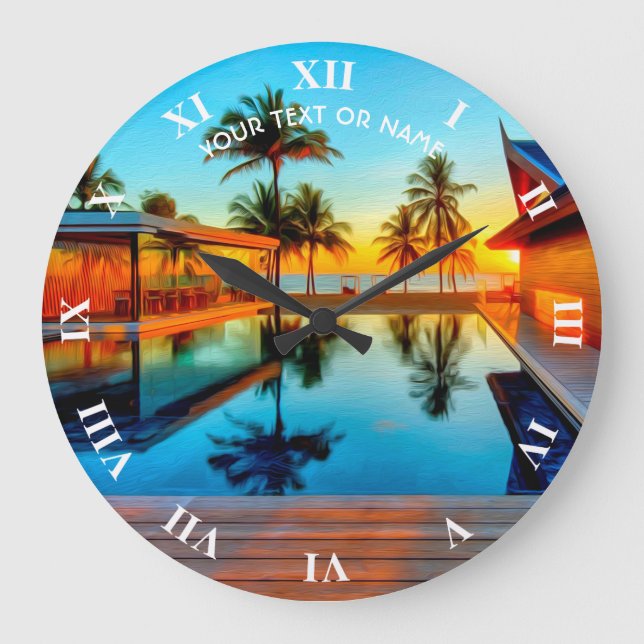Benutzerdefiniertes Design mit eigenem Text und Fo Große Wanduhr (Vorderseite)