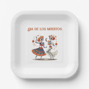 Benutzerdefiniertes Día de los Muertos tanzendes S Pappteller