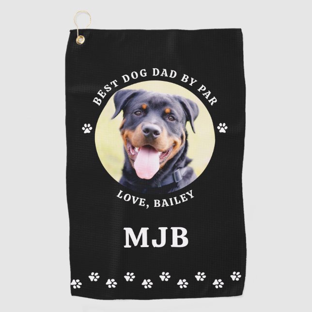 Benutzerdefiniertes DOG-Foto Bester VATER nach Par Golfhandtuch (Vorderseite)