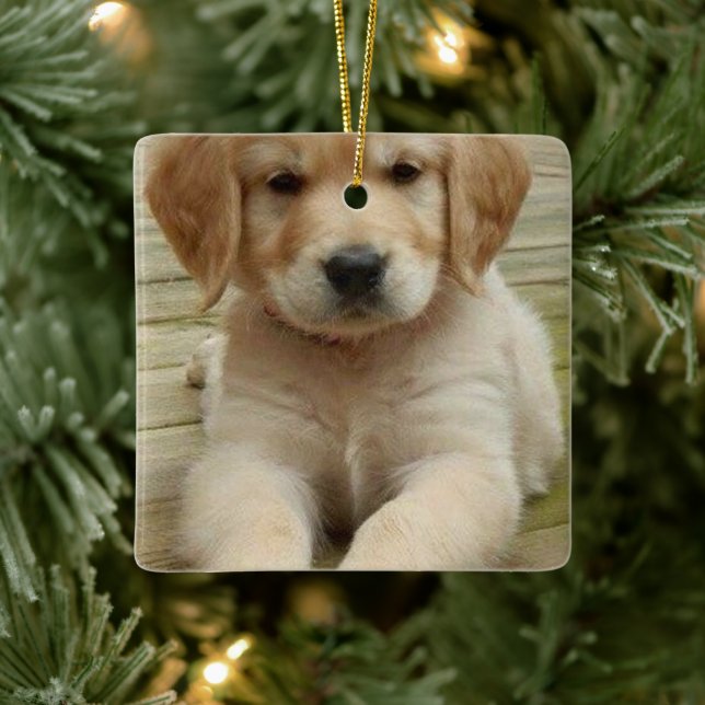 Benutzerdefiniertes Doppelbild Foto Weihnachten Keramikornament (Baum)