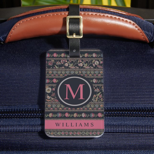 Benutzerdefiniertes, dunkelgrau-rosa schwarzes Azt Gepäckanhänger (Vorderseite Insitu 2)