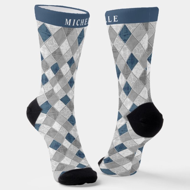 Benutzerdefiniertes, dunkelgraues blaues Marmormus Socken (Gewinkelt)