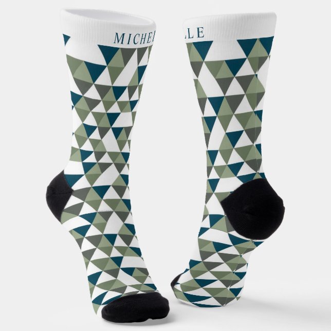 Benutzerdefiniertes dunkelgrünes geometrisches Mus Socken (Gewinkelt)