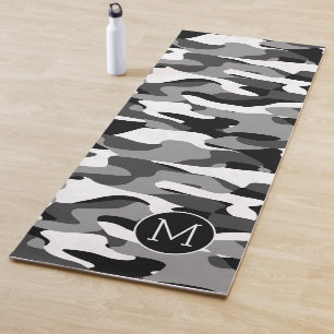 Benutzerdefiniertes dunkles Grau Schwarz-weiß Camo Yogamatte