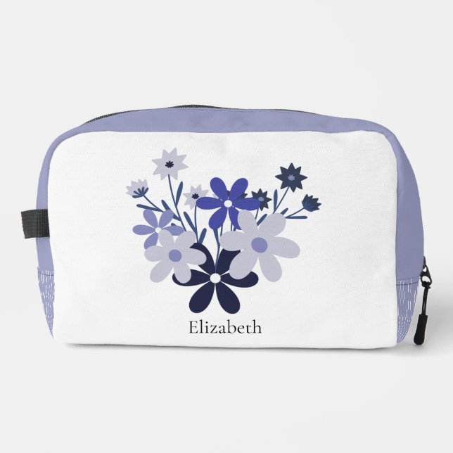 Benutzerdefiniertes elegantes Blumenmuster Lila Vi Waschbeutel (Vorderseite)