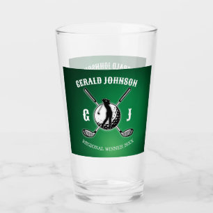 Benutzerdefiniertes elegantes Golf Monogram Design Glas