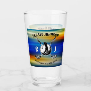 Benutzerdefiniertes elegantes Golf Monogram Design Glas