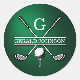 Benutzerdefiniertes elegantes Golf Monogram Design Runder Aufkleber