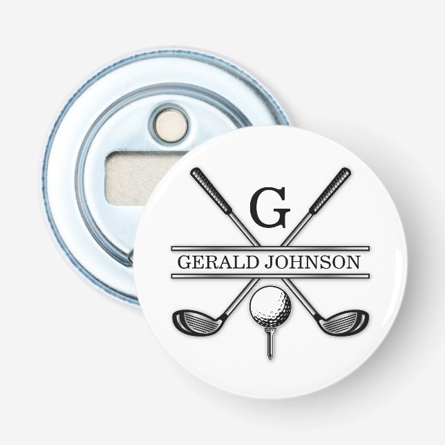 Benutzerdefiniertes elegantes Golf-Monogramm Flaschenöffner (Vorderseite)