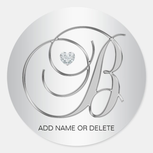 Benutzerdefiniertes elegantes Mit Monogramm Anfang Runder Aufkleber (Vorderseite)