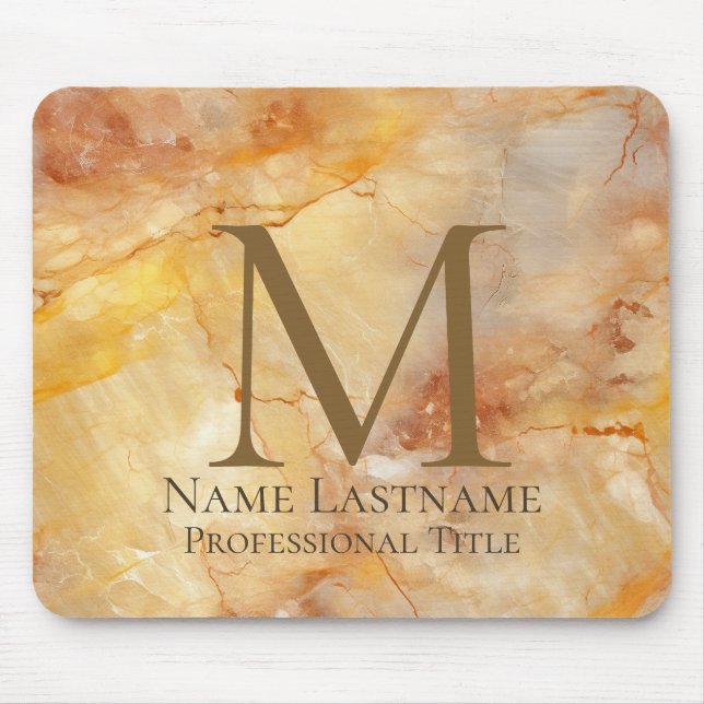 Benutzerdefiniertes elegantes Monogramm Gold Bronz Mousepad (Vorne)