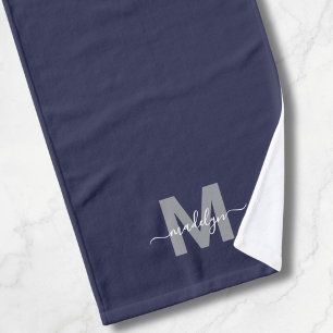 Benutzerdefiniertes Elegantes Navy Blau Namensmono Handtuch