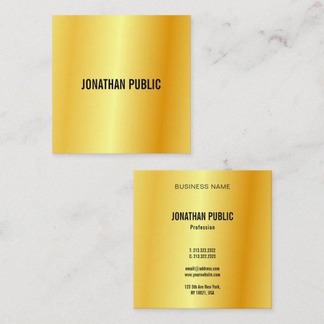 Benutzerdefiniertes elegantes Template Gold Look M Quadratische Visitenkarte (Vorne/Hinten)
