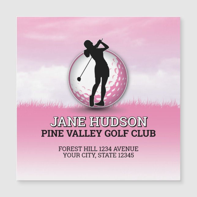 Benutzerdefiniertes elegantes Women Golfer Monogra Magnetkarte (Vorderseite)