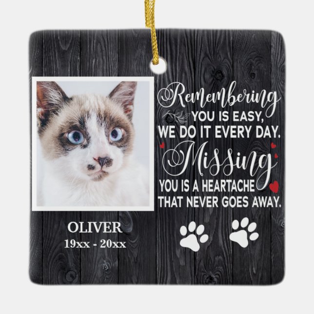 Benutzerdefiniertes Erinnerungsschreiben für Cat Keramikornament (Vorderseite)