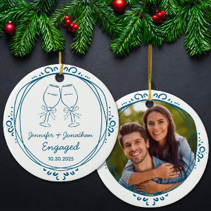 Benutzerdefiniertes erstes Weihnachten verlobt Fot Keramik Ornament
