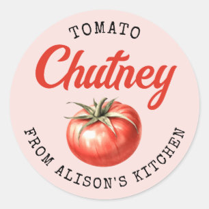 Benutzerdefiniertes Etikett für Tomaten-Chutney-Ei Runder Aufkleber