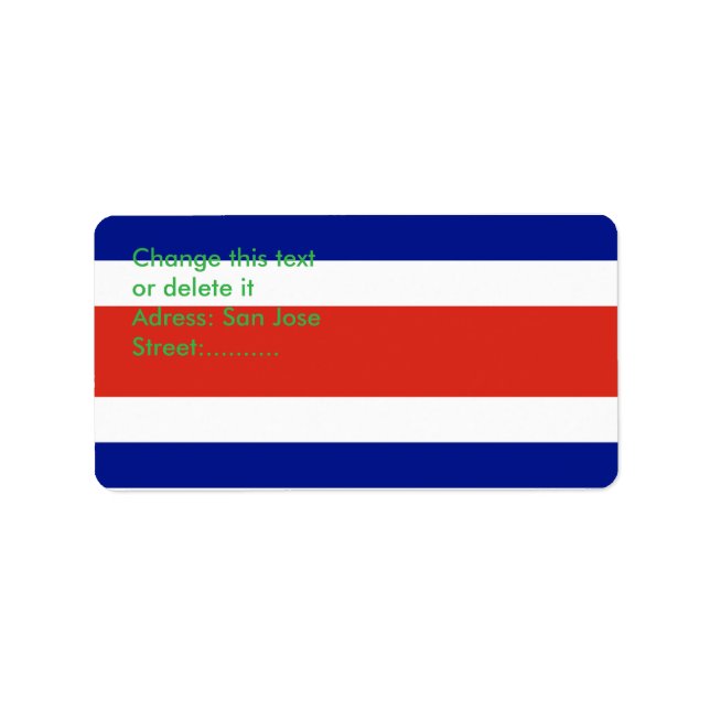 Benutzerdefiniertes Etikett mit der Flagge Costa R Adressaufkleber (Vorne)