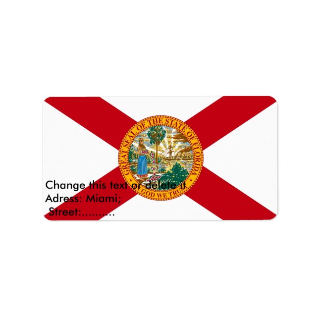 Benutzerdefiniertes Etikett mit Flag von Florida,  Adressaufkleber (Vorne)