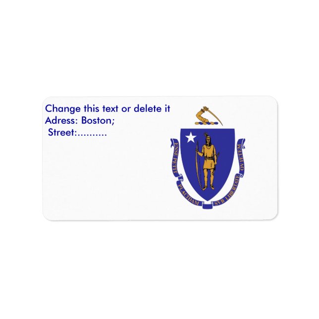 Benutzerdefiniertes Etikett mit Flag von Massachus Adressaufkleber (Vorne)