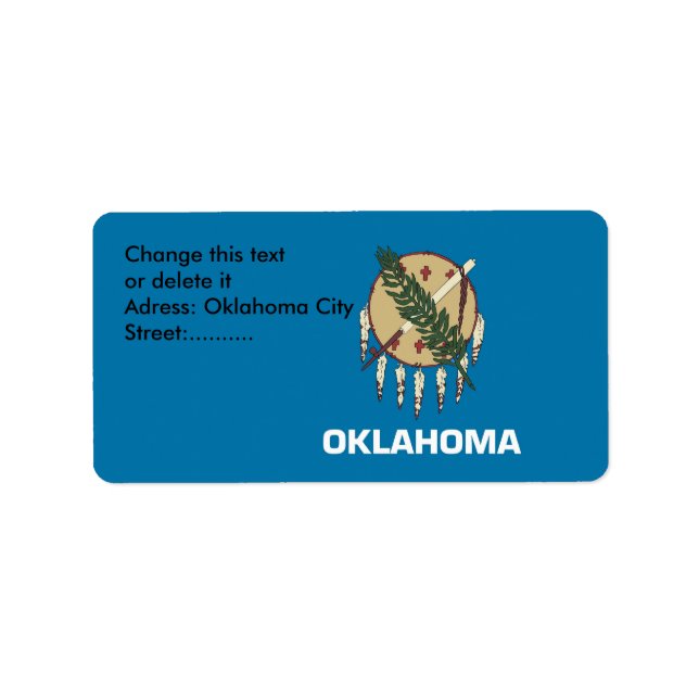 Benutzerdefiniertes Etikett mit Flag von OKlahoma, Adressaufkleber (Vorne)