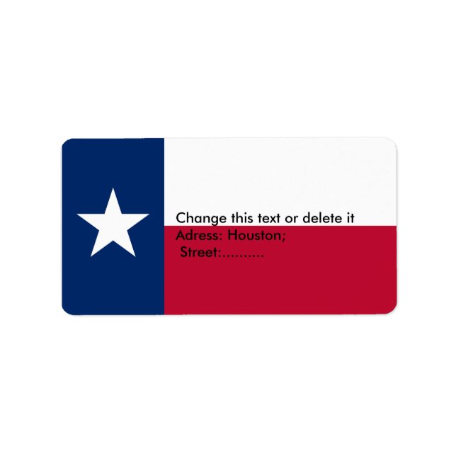 Benutzerdefiniertes Etikett mit Flag von Texas, US Adressaufkleber (Vorne)