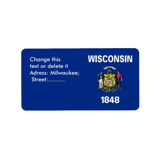 Benutzerdefiniertes Etikett mit Flag von Wisconsin Adressaufkleber (Vorne)