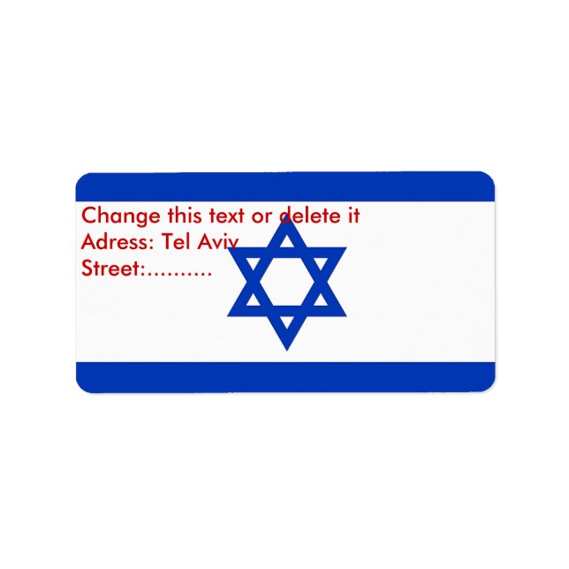 Benutzerdefiniertes Etikett mit Flagge Israels Adressaufkleber (Vorne)