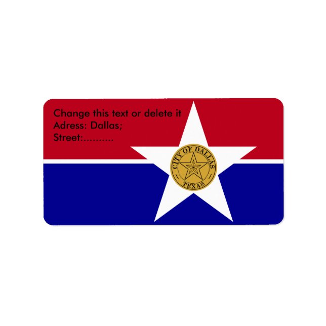 Benutzerdefiniertes Etikett mit Flagge von Dallas, Adressaufkleber (Vorne)