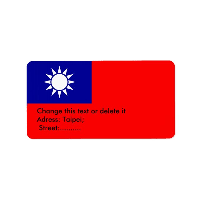 Benutzerdefiniertes Etikett mit taiwanischer Flagg Adressaufkleber (Vorne)