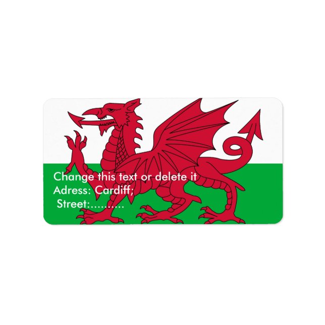 Benutzerdefiniertes Etikett mit Wales-Flagge Adressaufkleber (Vorne)