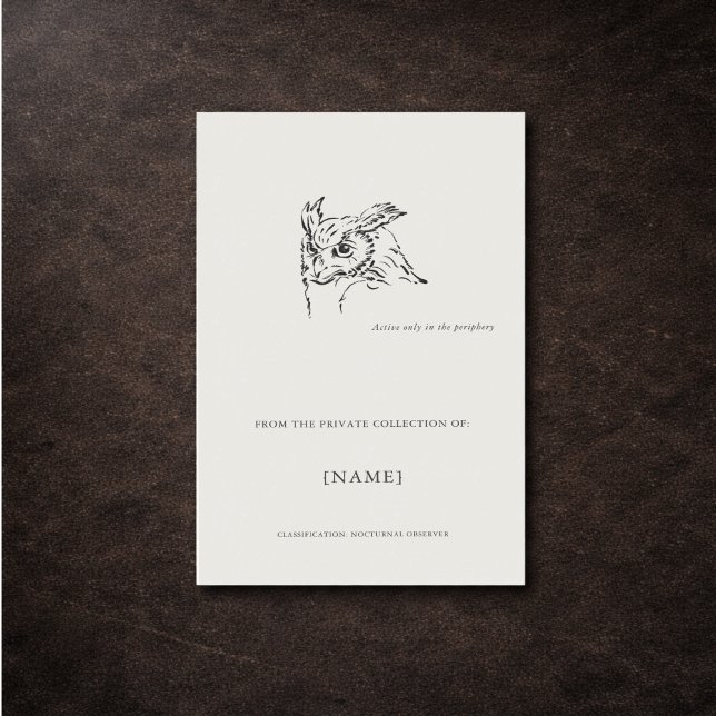 Benutzerdefiniertes Eulen-Ex Libris| Dunkle Akadem Rechteckiger Aufkleber (Von Creator hochgeladen)