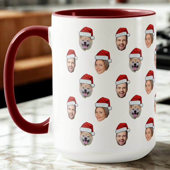 Benutzerdefiniertes Face Weihnachtsmannmütze 3 Fot Tasse (Von Creator hochgeladen)