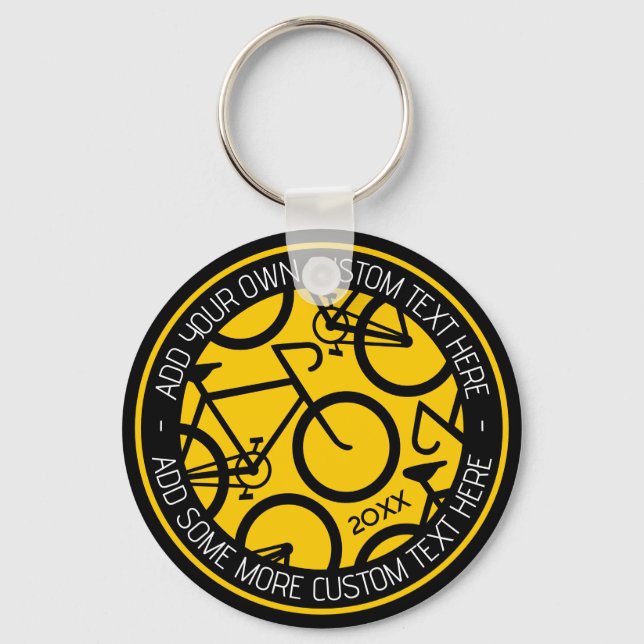 Benutzerdefiniertes Fahrrad Gelb und Schwarz Schlüsselanhänger (Vorderseite)