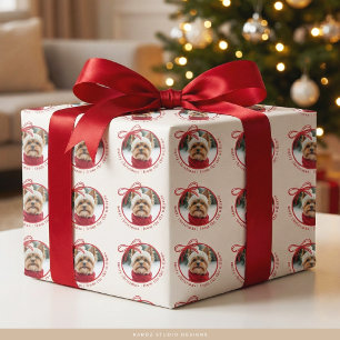 Benutzerdefiniertes Familien-Haustier-Foto Frohe W Geschenkpapier