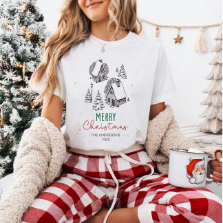 Benutzerdefiniertes Familien-Weihnachtsdorf im Vin T-Shirt
