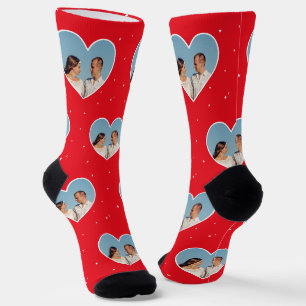 Benutzerdefiniertes Familienfoto auf roten Crew-So Socken